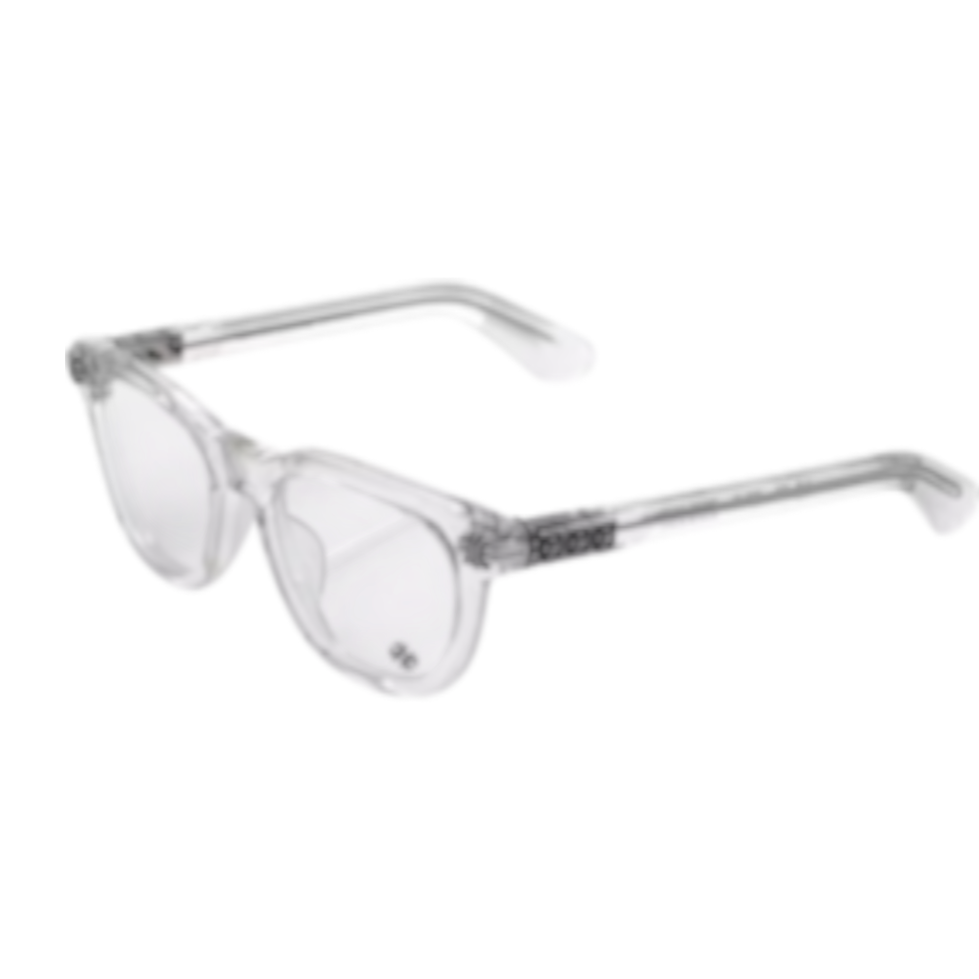 PLUGPALACE Chrm Glsses featuring a modern transparent frame with intricate artisanal detailing on the temples.